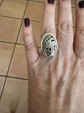 Vintage Designer Beau Floral Adjustable Sterling Silver Ring